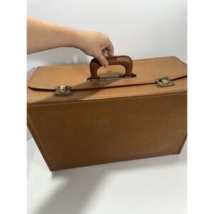 Vintage Samsonite Airline Pilot Salesman Brown Leather Attache Briefcase Antique